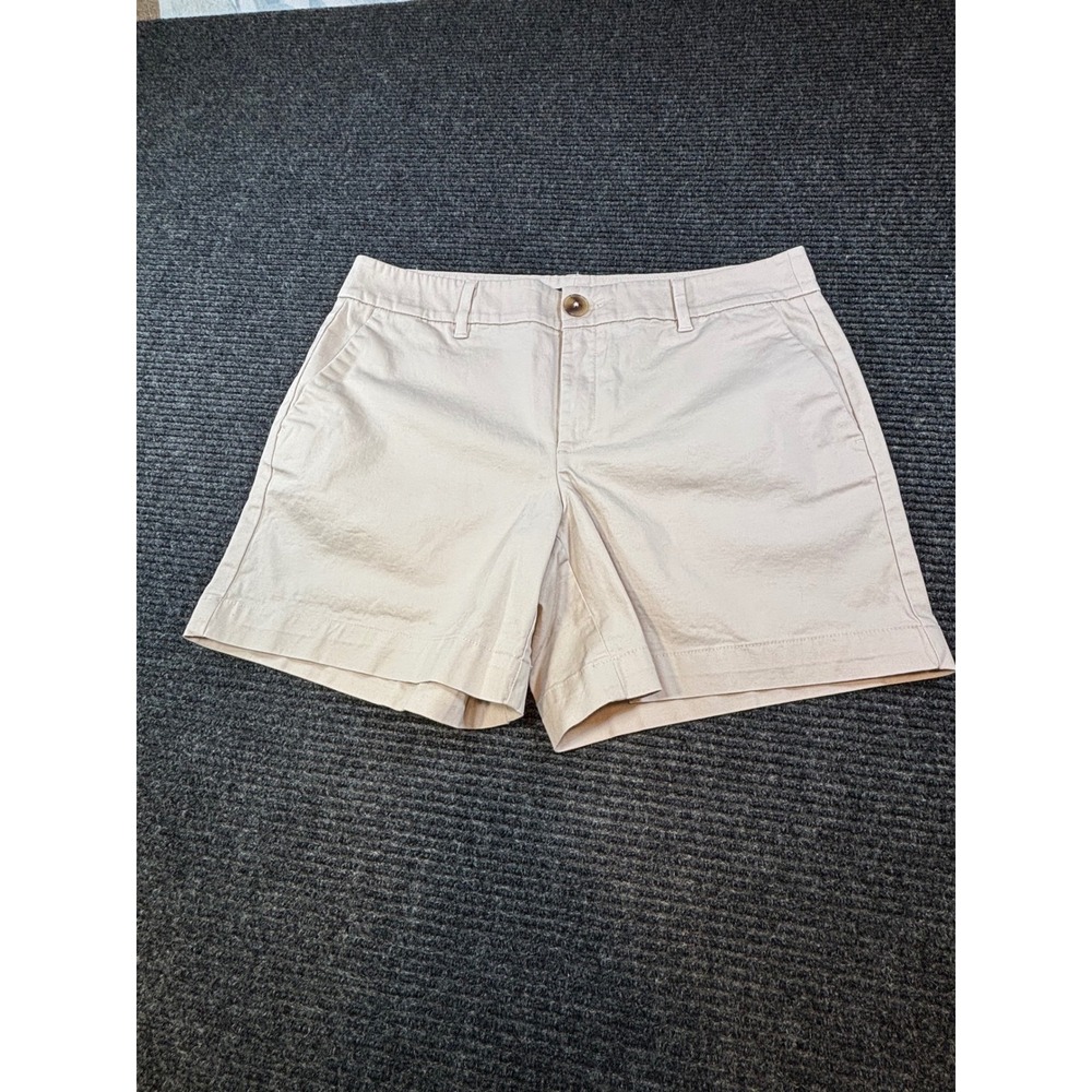 Ann Taylor Factory Khaki Chino Shorts Beige Cotton Blend Size 8 Womens